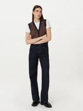 The Button-Up Sweater Vest in Space Blue