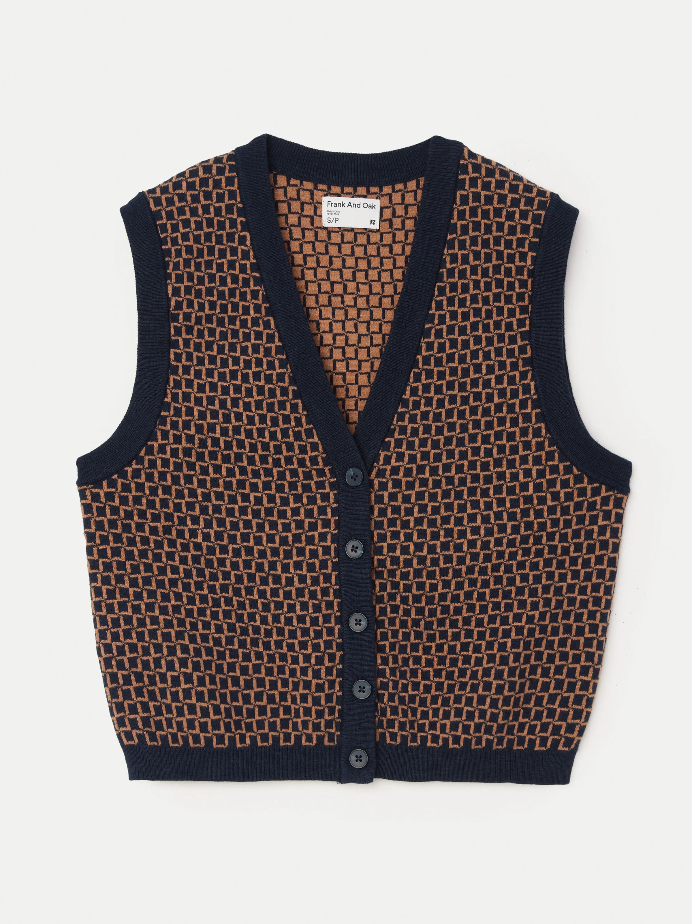 The Button-Up Sweater Vest in Space Blue