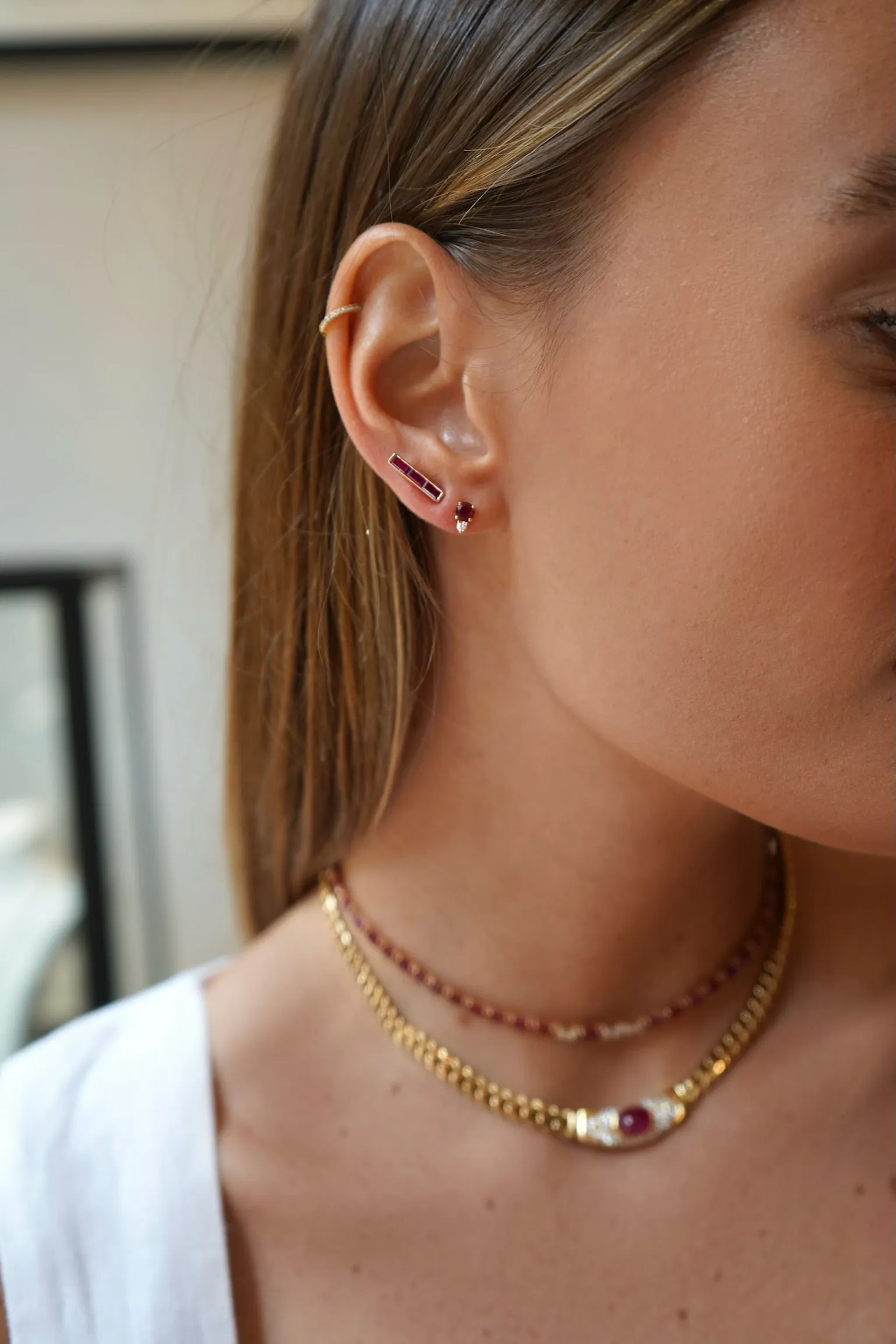 The Olivia Ruby & Diamond Studs