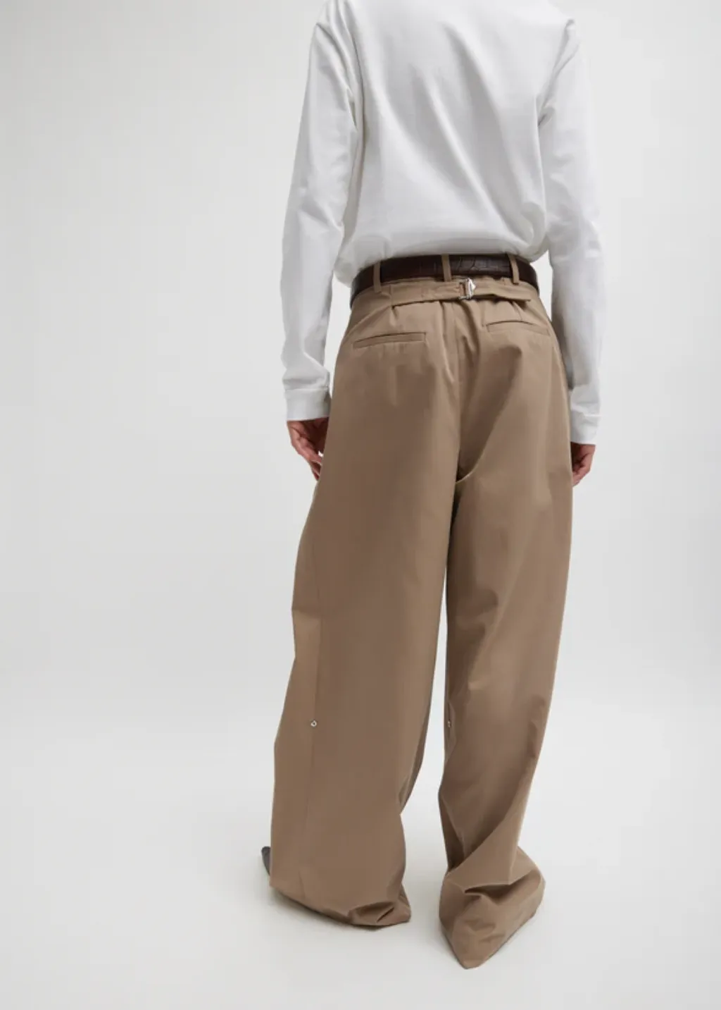 Tibi Bio Twill Triple Pleat Pant in Vintage Khaki