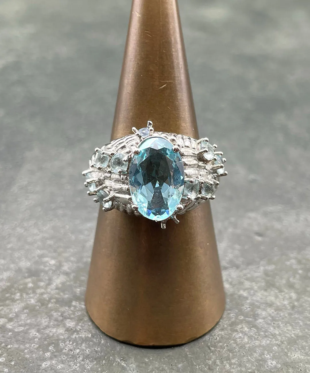 【USA輸入】ヴィンテージ アクアブルー ビジュー リング/Vintage Aqua Blue Bijou Ring