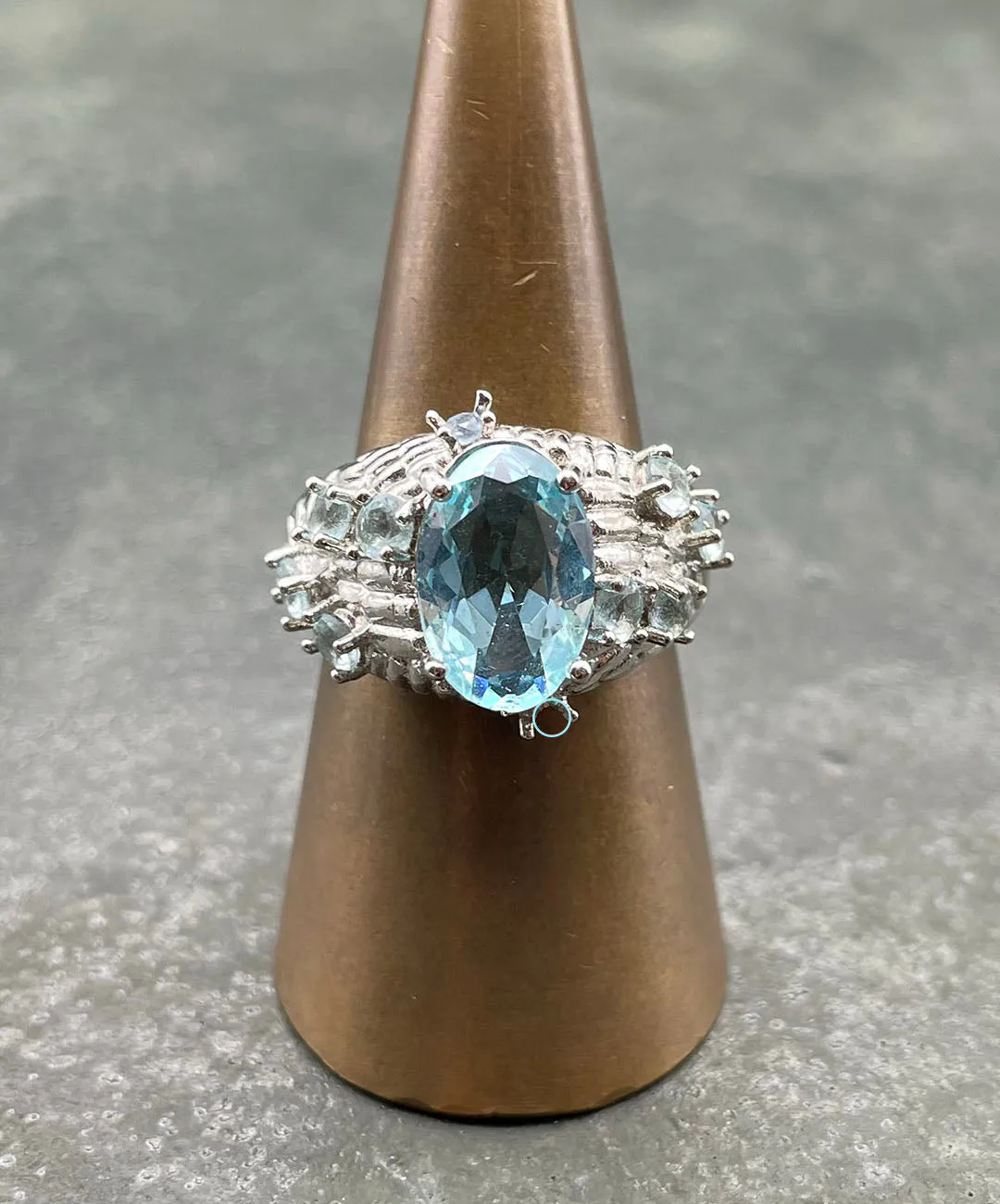 【USA輸入】ヴィンテージ アクアブルー ビジュー リング/Vintage Aqua Blue Bijou Ring