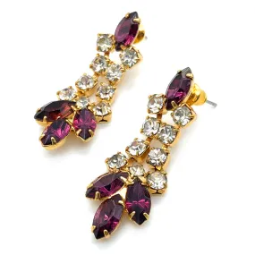 【USA輸入】ヴィンテージ アメジストパープル ラインストーン ピアス/Vintage Amethyst Rhinestones Post Earrings