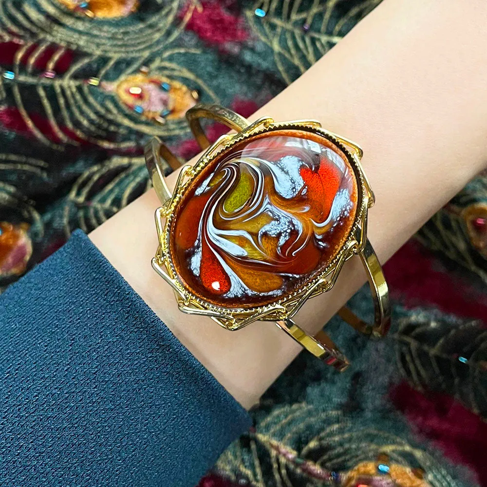 【USA輸入】ヴィンテージ アンバー エナメル バングル/Vintage Amber Enamel Bangle