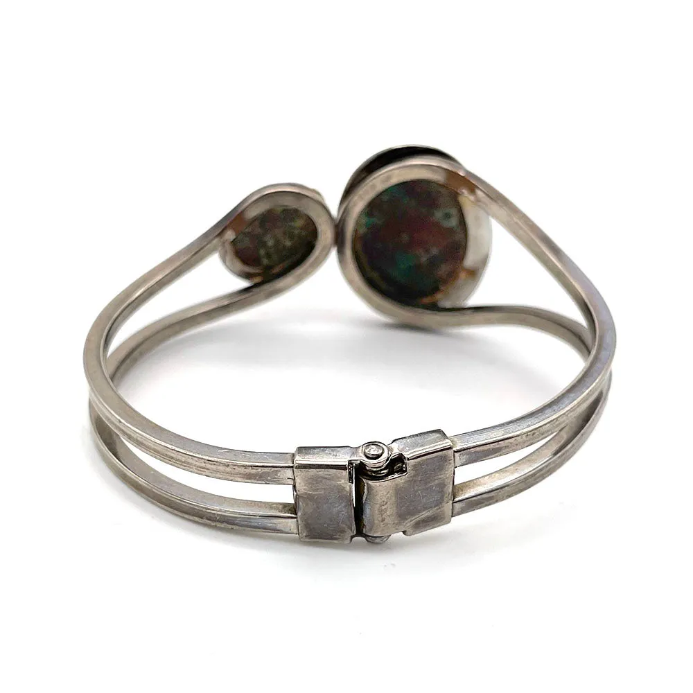 【USA輸入】ヴィンテージ グリーンジャスパー ストーン バングル/Vintage Green Jasper Stone Bangle