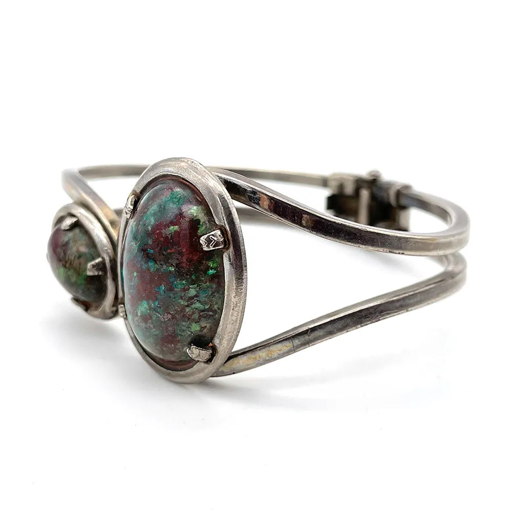 【USA輸入】ヴィンテージ グリーンジャスパー ストーン バングル/Vintage Green Jasper Stone Bangle