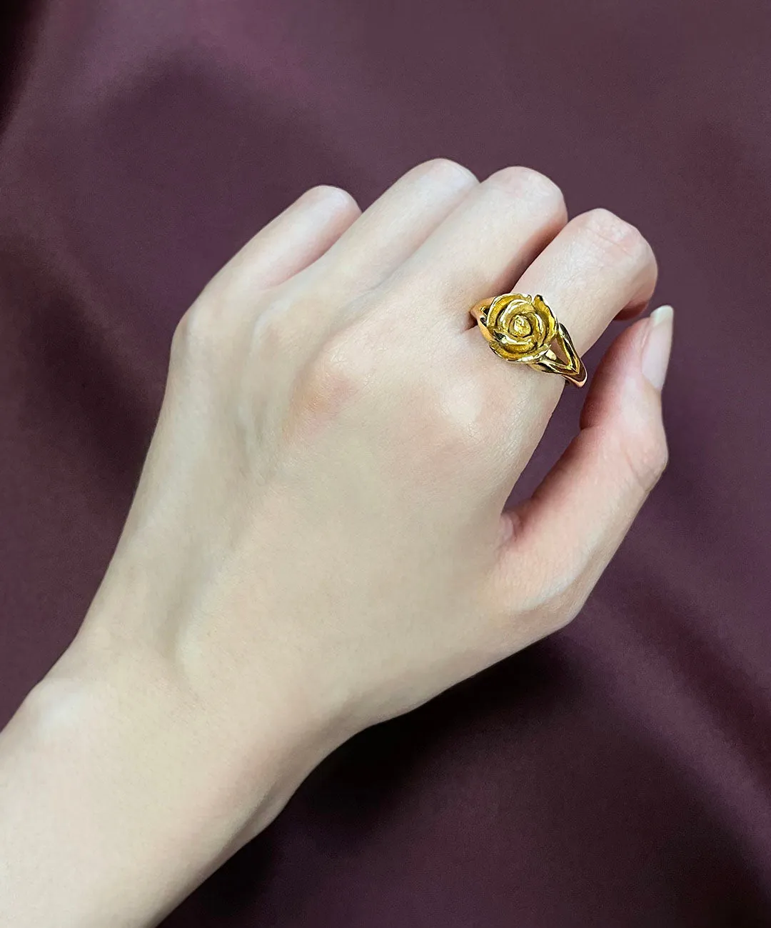 【USA輸入】ヴィンテージ ゴールドローズ メタル リング/Vintage Gold Rose Metal Ring