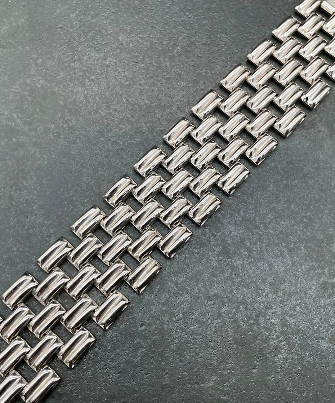 【USA輸入】ヴィンテージ シルバートーン ボリューム ブレスレット/Vintage Silver Brickwork Bracelet