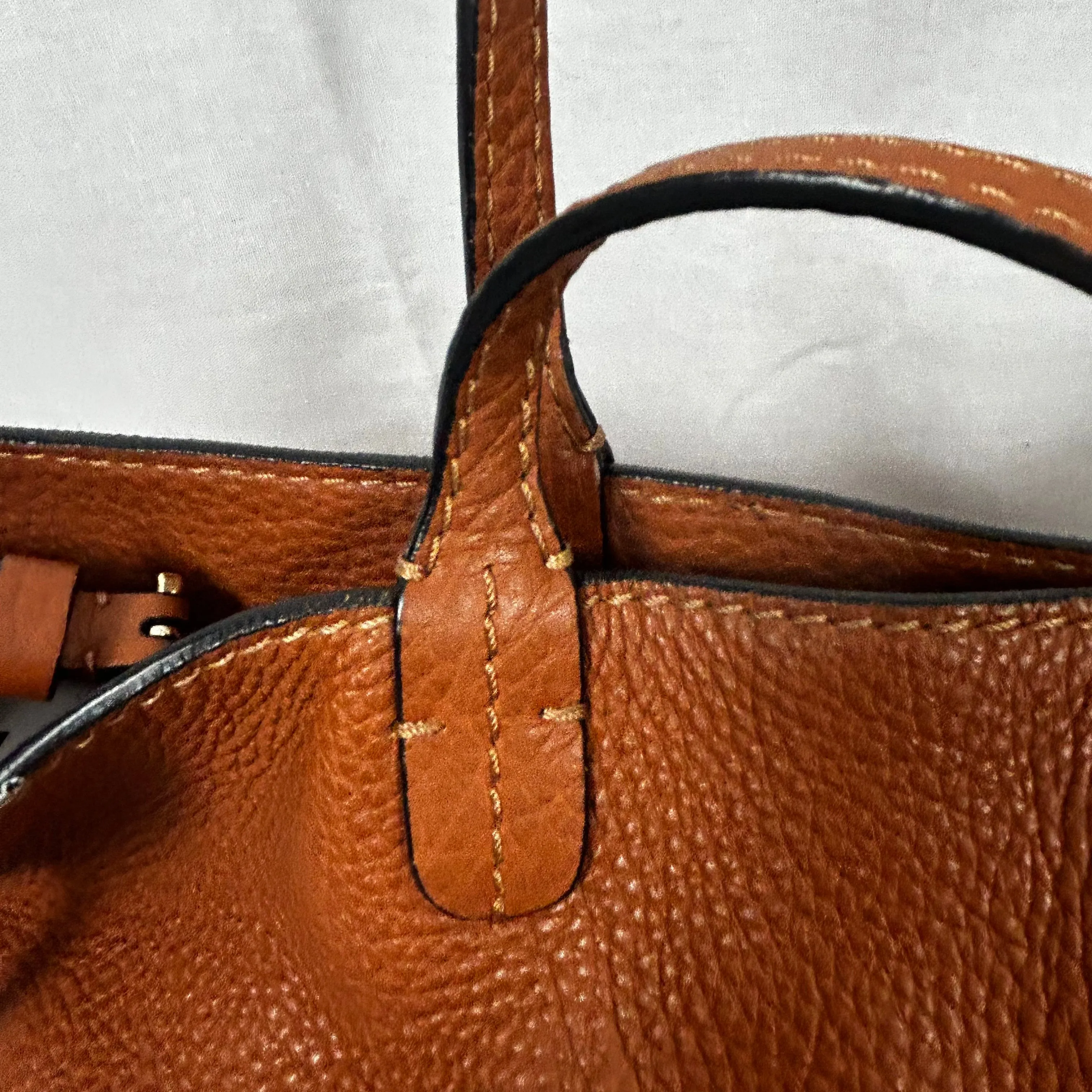 Valentino Tan Pebbled Leather Rockstud Spike Tote Bag