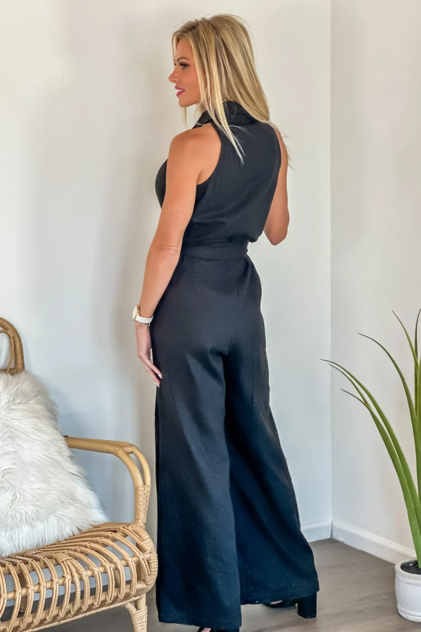 Wren Linen Jumpsuit : Black