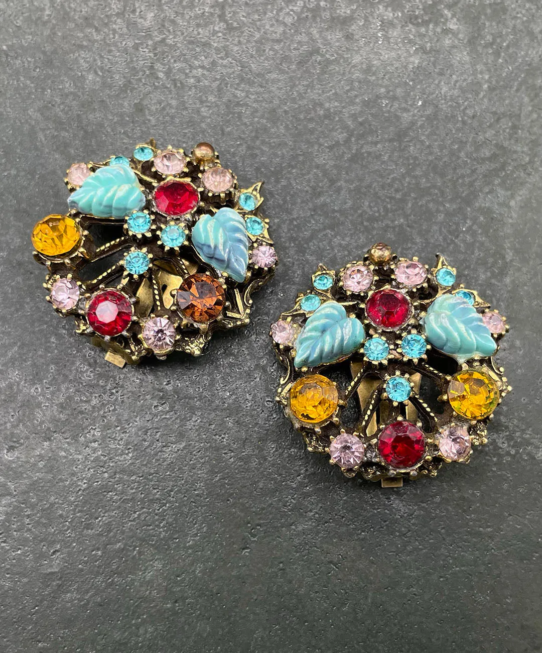 ヴィンテージ リーフ ビジュー イヤリング/Vintage Leaf Bijou Clip On Earrings