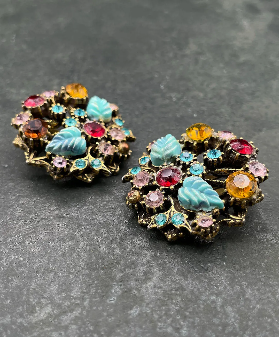 ヴィンテージ リーフ ビジュー イヤリング/Vintage Leaf Bijou Clip On Earrings