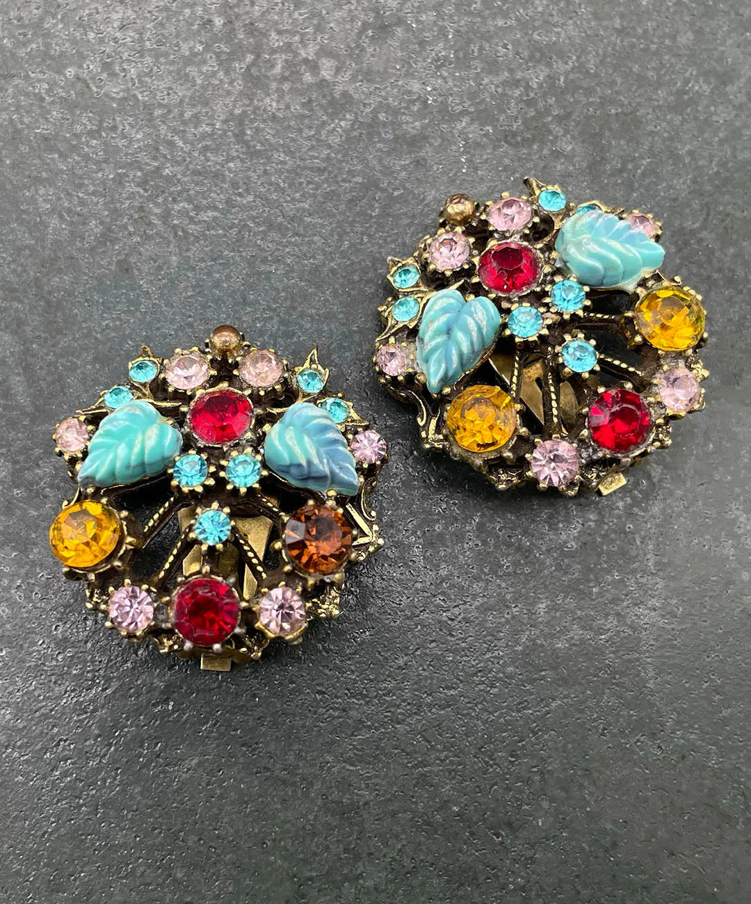 ヴィンテージ リーフ ビジュー イヤリング/Vintage Leaf Bijou Clip On Earrings