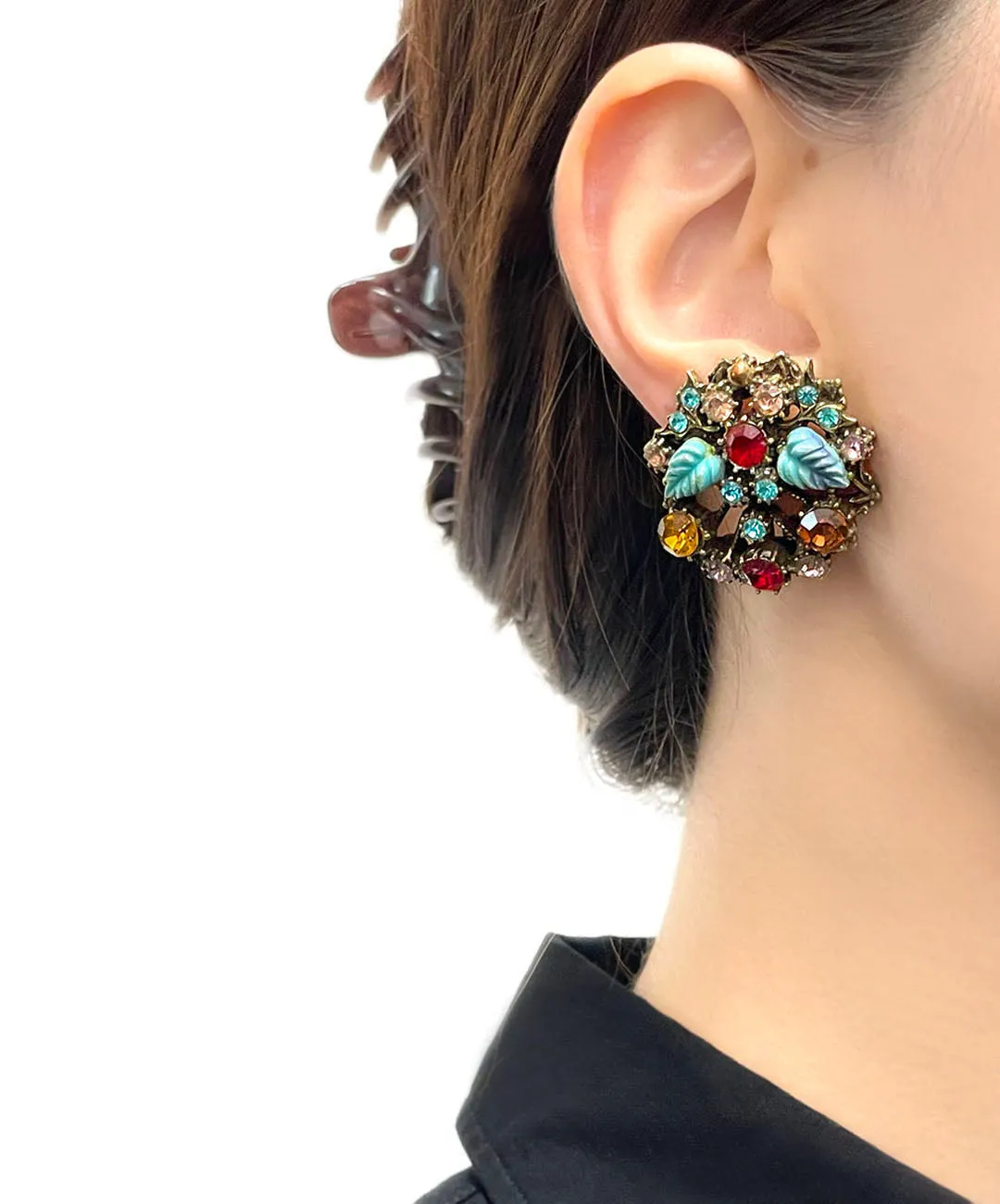 ヴィンテージ リーフ ビジュー イヤリング/Vintage Leaf Bijou Clip On Earrings